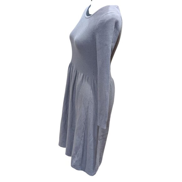 Boden Womens Ribbed Long-Sleeve Button-Back Knit Dress Gray Wool-Cotton Size 6R - Picture 6 of 9